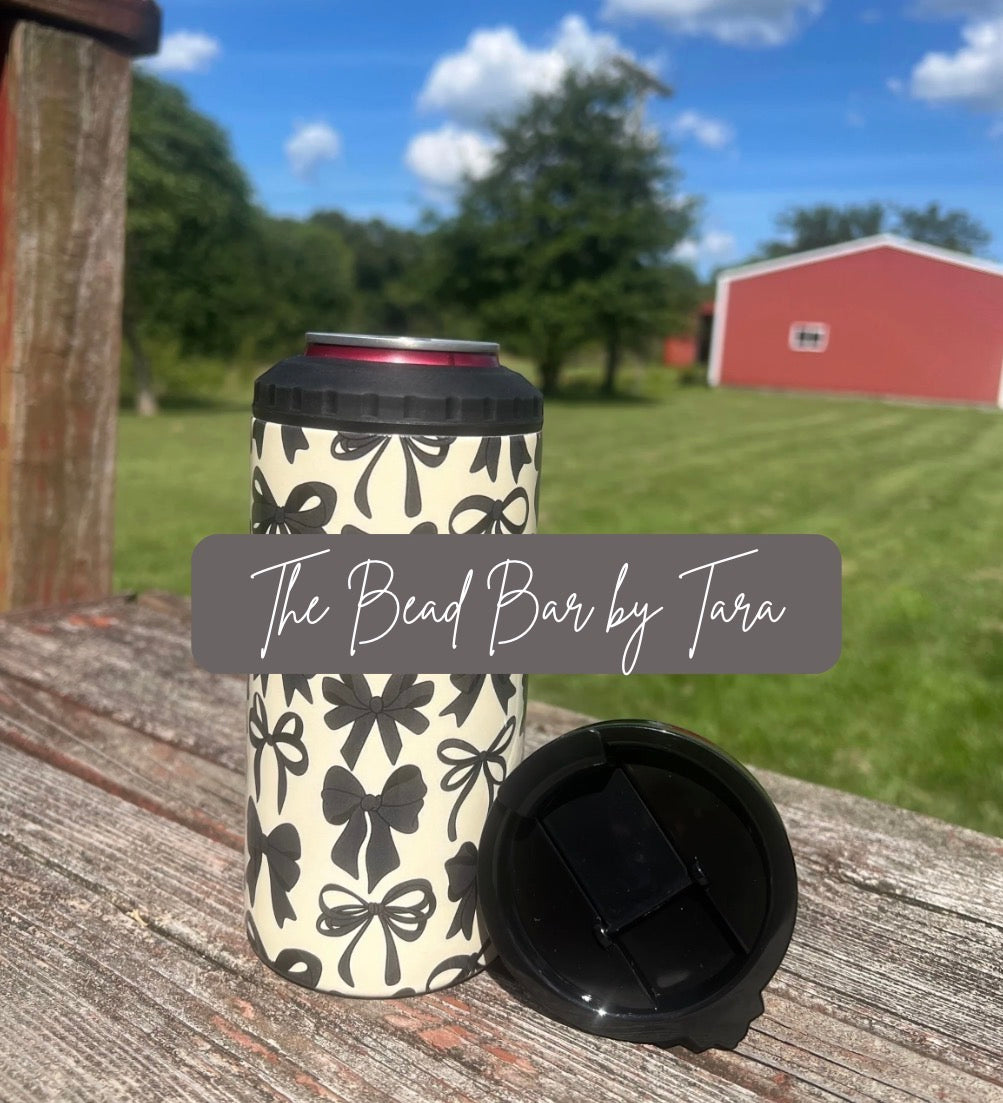 BLACK BOWS CAN KOOZIE