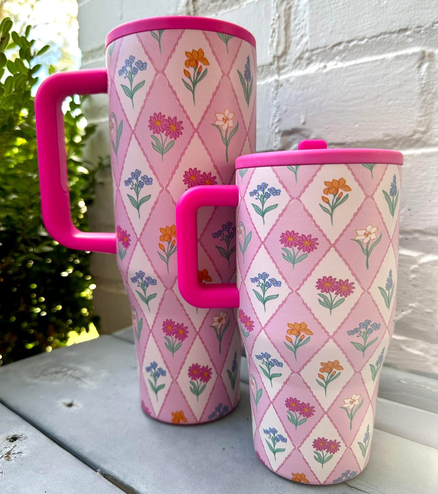 Pink Diamond Floral 20oz, 40oz No Spill (RTS)