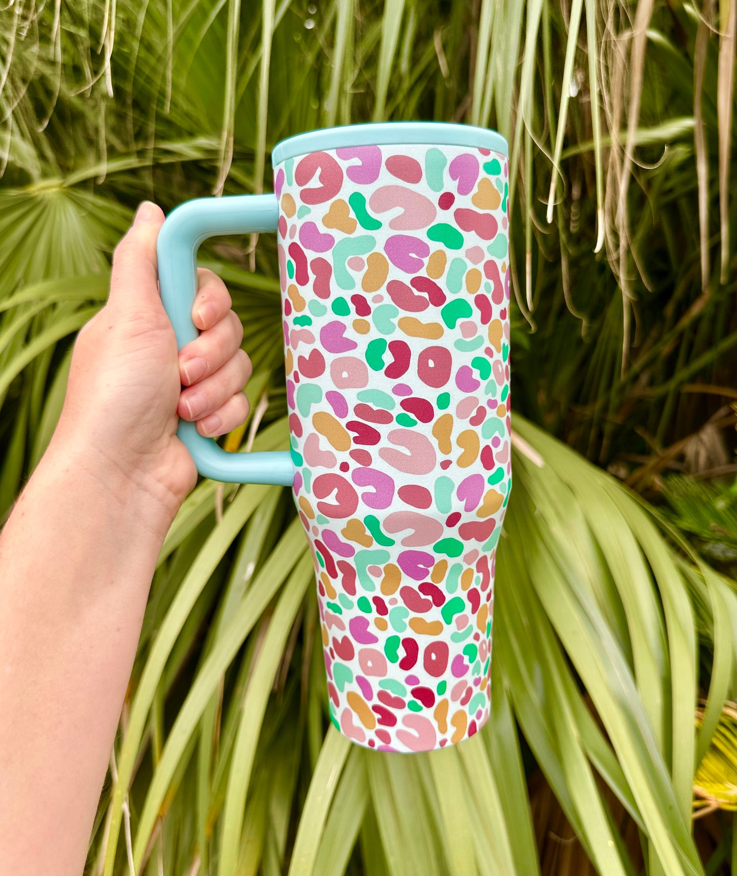 Multi-colored Leopard 40oz No Spill Tumbler