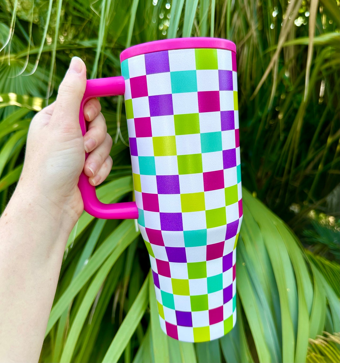 Neon Checkered 40oz No Spill (RTS)