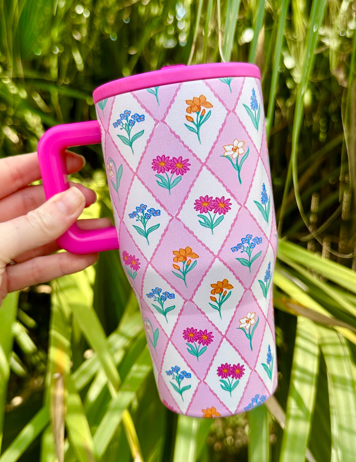 Pink Diamond Floral 20oz, 40oz No Spill (RTS)